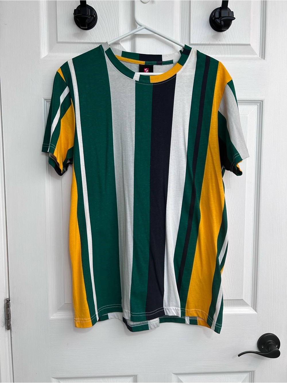 South Pole Green, Black & Yellow Striped Crew Neck T‑Shirt